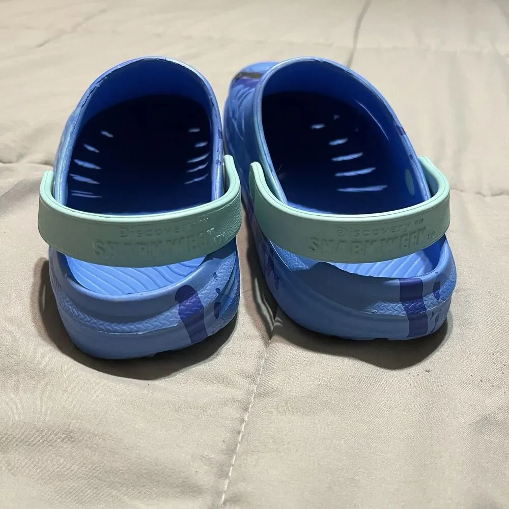 Discovery Shark Week Rugged Blue Shark Graphic Rubber Clogs Slip On Size 5